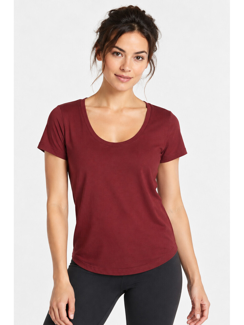 Athleta Women’s XS Burgundy Scoop Neck Short Sleeve Athletic T-Shirt Top